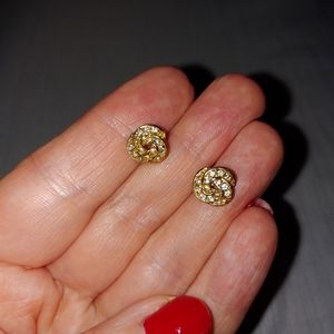 Gold diamond knot earrings